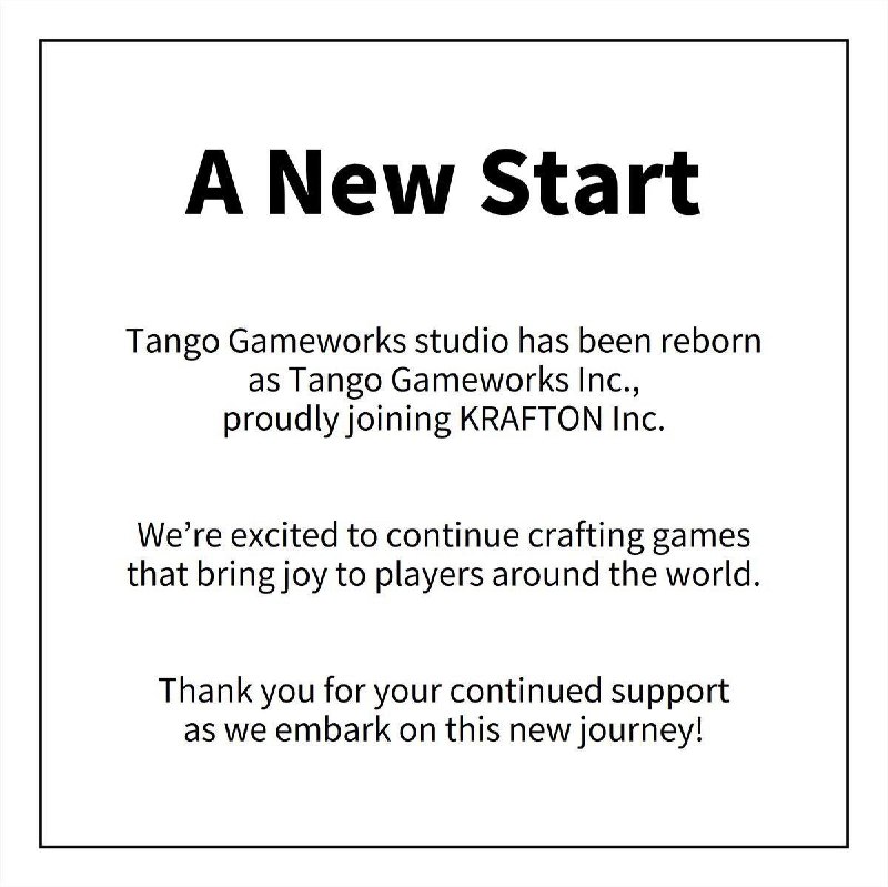 Tango Gameworks宣布成立新公司