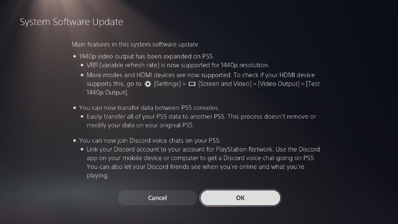 #系统更新PS5最新7.0版本系统升级现已推送，此次版本追加的新功能主要包括：· 可以在PS5上进行 Discord 语音聊天· 可以通过无线更新DualSense· 手动选取截图或视频上传到PlayStation App· VRR支持 1440p 分辨率，以及让1440p支持更多的HDMI显示设备· 可以从好友个人资料页面直接发送共享屏幕请求· 派对聊天中的全新“加入游戏”图标· 新的“朋友们在玩”磁贴· 屏幕阅读器改进· 对内容保存库检索等功能进行改善