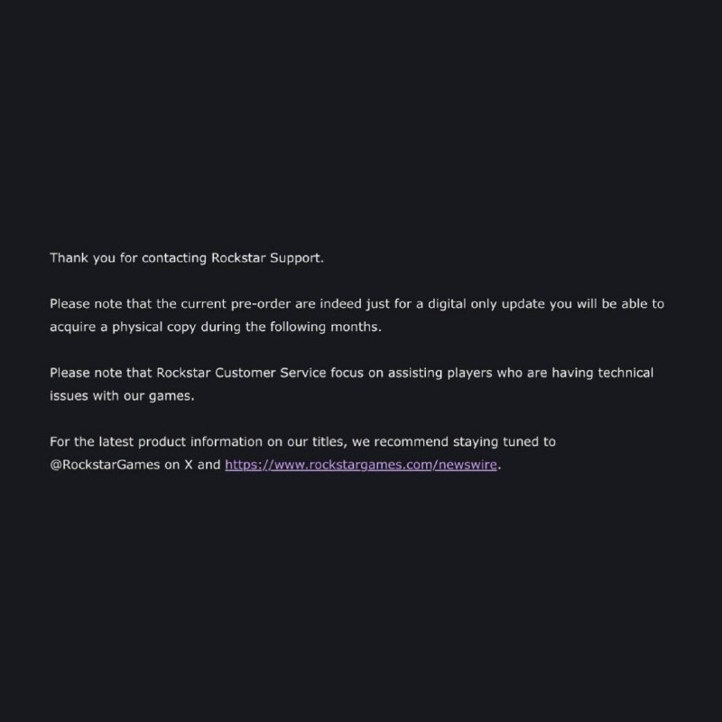 Rockstar 支持通过电子邮件表示，实体光盘将在“接下来的几个月”推出