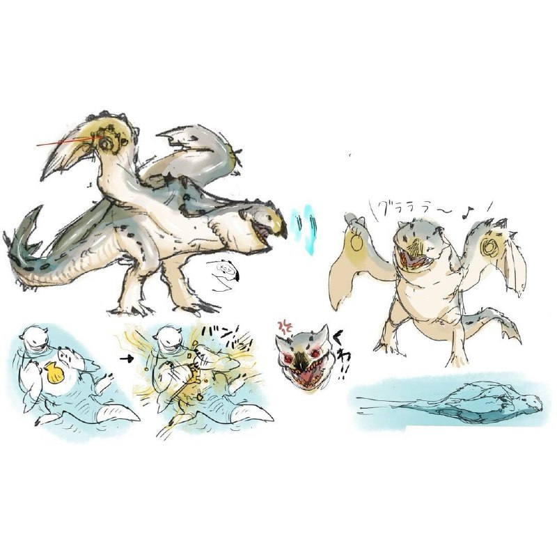 《怪物猎人崛起》官推发布的开发草图