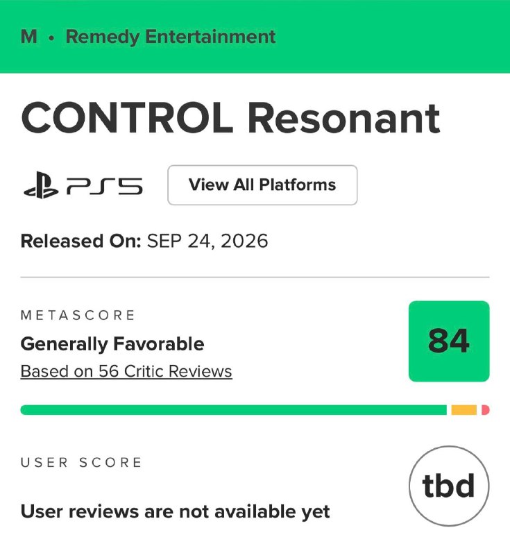 CONTROL Resonant  MC均分8410 - VGC10 - VICE9.5 - Critical Hits9 - Gamespot9 - Giant Bomb9 - GameBlast9 - PSX Brasil9 - Screen Rant9 - GamingBolt8.5 - DayOne8.5 - DualShockers8 - IGN8 - Push Square8 - New York TimesCONTROL Resonant  MC均分8410 - VGC10 - VICE9.5 - Critical Hits9 - Gamespot9 - Giant Bomb9 - GameBlast9 - PSX Brasil9 - Screen Rant9 - GamingBolt8.5 - DayOne8.5 - DualShockers8 - IGN8 - Push Square8 - New York Times