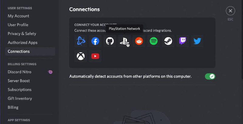 Discord今日起已可以连接PSN帐户，连接后可以在用户资料中显示你的PS4和PS5游戏活动状态