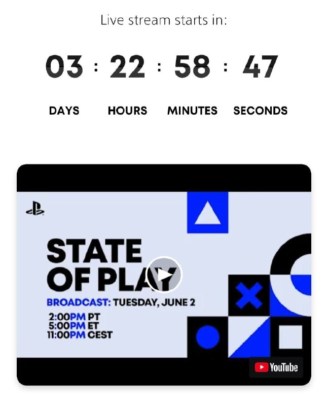 PlayStation 为 6 月 2 日的 State of Play 推出网站倒计时启动页面
