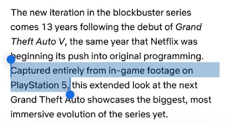 Netflix 确认GTAVI 公布完全在 PlayStation 5 上录制，时长26分钟