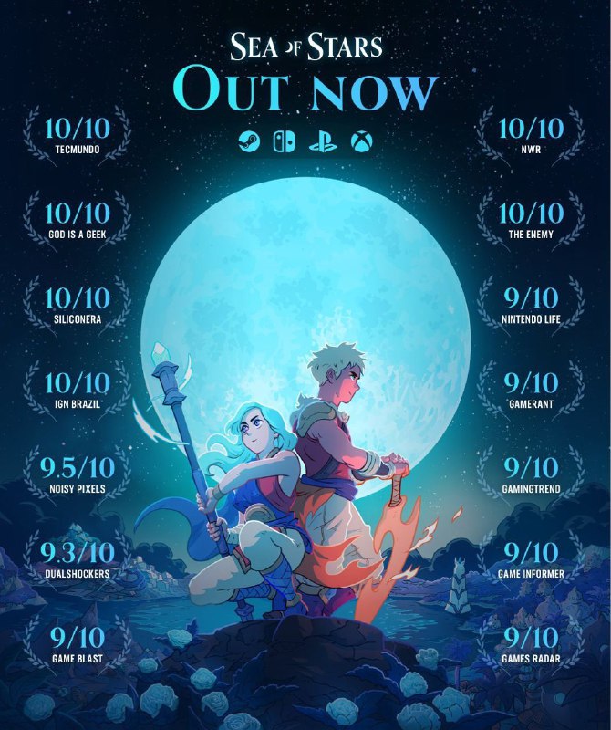 《星之海》公开媒体赞誉图，游戏现已加入🎮 二/三档会员游戏目录，喜欢 JRPG 的不要错过，记得下载试试