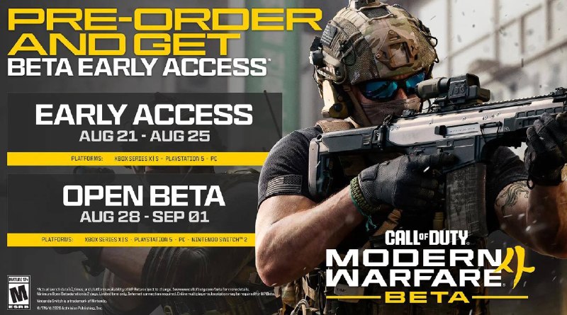 《COD：现代战争4》公开测试（Open Beta）即将于北京时间8月29日凌晨1点~9月2日凌晨1:00期间展开
