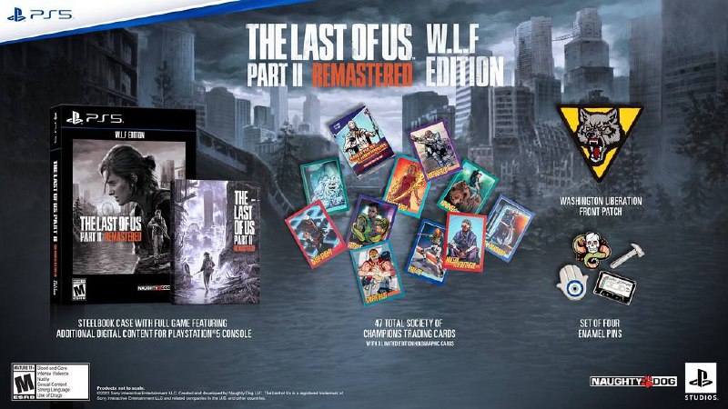 PS5《最后生还者 第二部 复刻版》将推出普通版与“W.L.F限定版”，后者仅在特定市场（美国、英国、德国、法国、比荷卢、意大利、西班牙、葡萄牙和奥地利）发售，12月5日开放预订