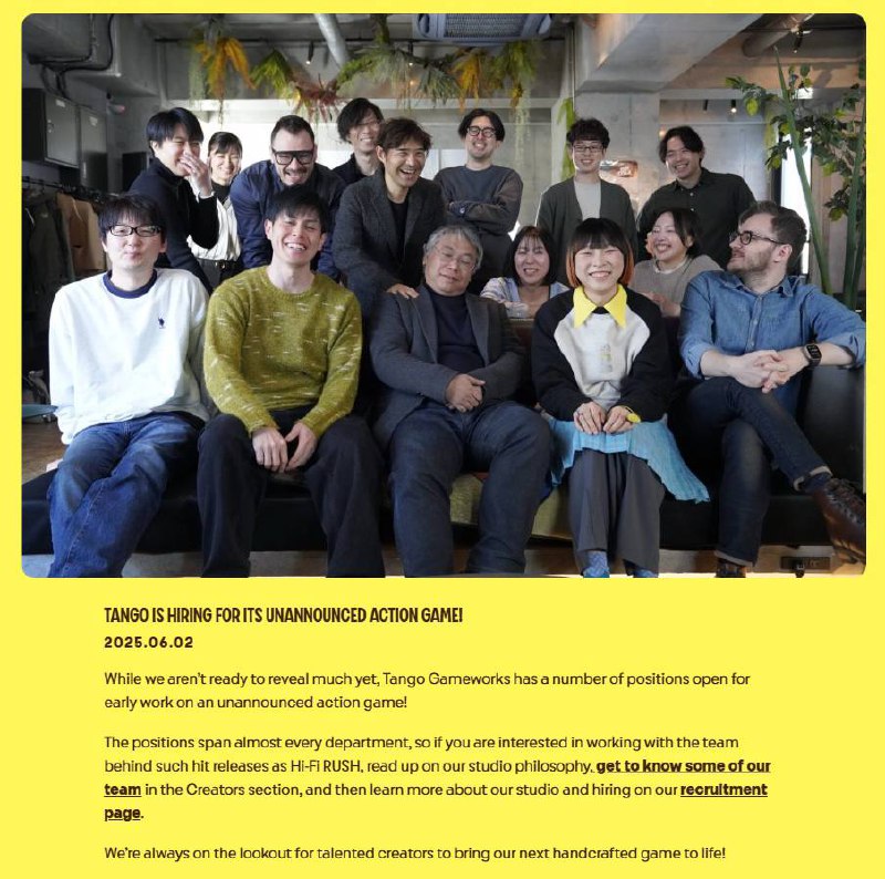 《完美音浪》开发工作室「Tango Gameworks」全新Logo及官网公开，位于东京的办公场所重新开放，目前正在为新作动作游戏招聘相关员工
