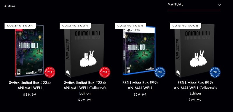 好评如潮的独立游戏《动物井（Animal Well）》将推出PS5、NS实体版，5月24日开启预订，标准版售价39.99美元，珍藏版售价99.99美元