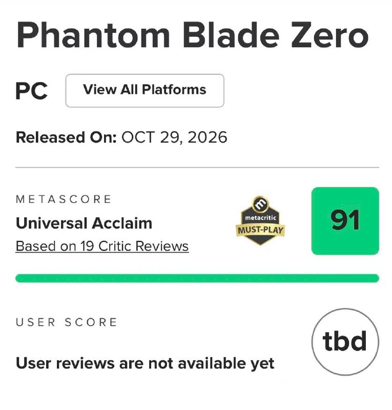 国产武侠3A游戏《影之刃零》全球媒体评分正式解禁，在Metacritic站均分88分创下国产3A游戏最高分，部分媒体评分如下：Wccftech：10TheGamer：10PCGamesN：10The Outerhaven：10IGN 中国： 10DualShockers：9.5INVEN：9.2GamingBolt：9IGN：9Insider Gaming：9GamesRadar+：9Push Square：9Screen Rant：9Noisy Pixel：8.5GameSpot：8VGC：8Dexerto：8Shacknews：8Eurogamer：6国产武侠3A游戏《影之刃零》全球媒体评分正式解禁，在Metacritic站均分88分创下国产3A游戏最高分，部分媒体评分如下：Wccftech：10TheGamer：10PCGamesN：10The Outerhaven：10IGN 中国： 10DualShockers：9.5INVEN：9.2GamingBolt：9IGN：9Insider Gaming：9GamesRadar+：9Push Square：9Screen Rant：9Noisy Pixel：8.5GameSpot：8VGC：8Dexerto：8Shacknews：8Eurogamer：6