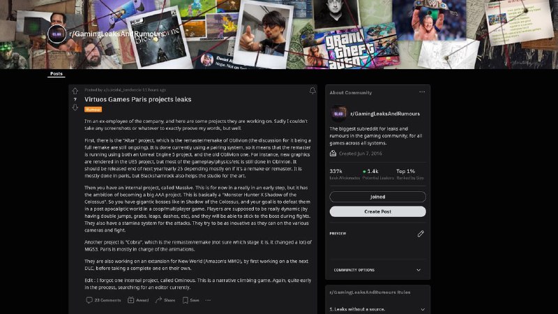 #传闻《上古卷轴4：湮灭》重制版疑似正在开发中