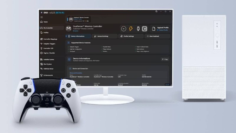 DSX PC 应用 Beta 版为无线连接的索尼 DualSense 控制器新增触觉支持和蓝牙音频功能
