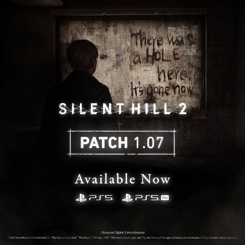 Silent Hill 2 PS5 和 PS5 Pro 版本的 1.07 补丁已发布- 提升了性能模式和质量模式下的游戏性能- 改善了雾效的视觉效果- 修复了各种资源上的视觉故障- 修复了移动时可能出现的某些视觉伪影- 提升了整体视觉质量