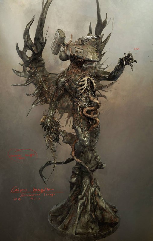 小岛秀夫公布了《死亡搁浅2》中“麦哲伦人”的第一幅草图，在当时的设定中山姆位于“麦哲伦人”的左手边，但由于太小，无法制成雕像，因此被移除