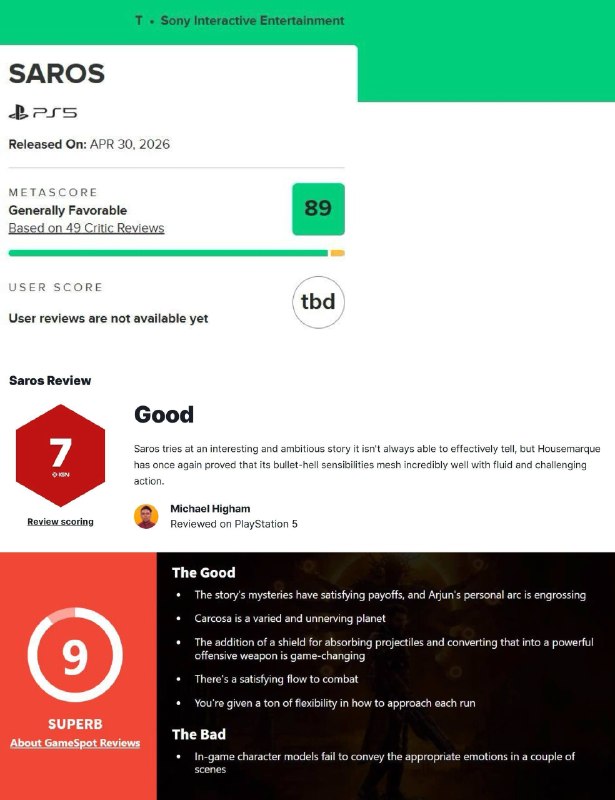 PS第一方工作室Housemarque所带来的《沙罗周期》全球媒体评测现已解禁