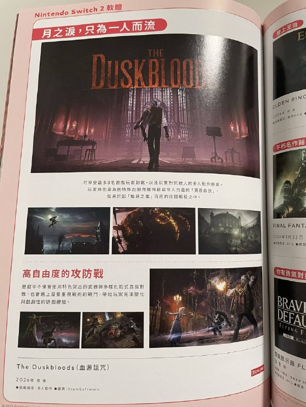 在港任的 Nintendo Magazine Nintendo Switch 2 特别号中，误将《The Duskbloods》的中文名写成了《血源诅咒》