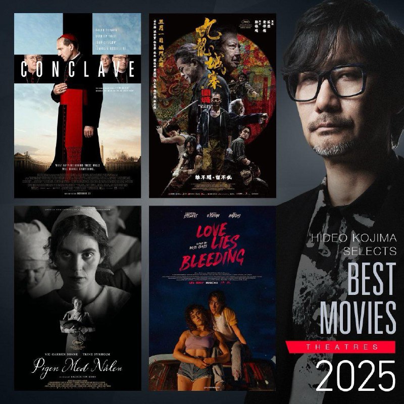 小岛秀夫分享了他的2025年度片单，排名为观看的先后顺序