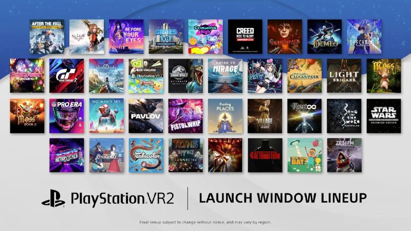 PS VR2游戏阵容公开，包含《无人深空》《地平线：山之呼唤》《生化危机：村庄 VR版》等超过30款游戏将于2月22日起开始提供