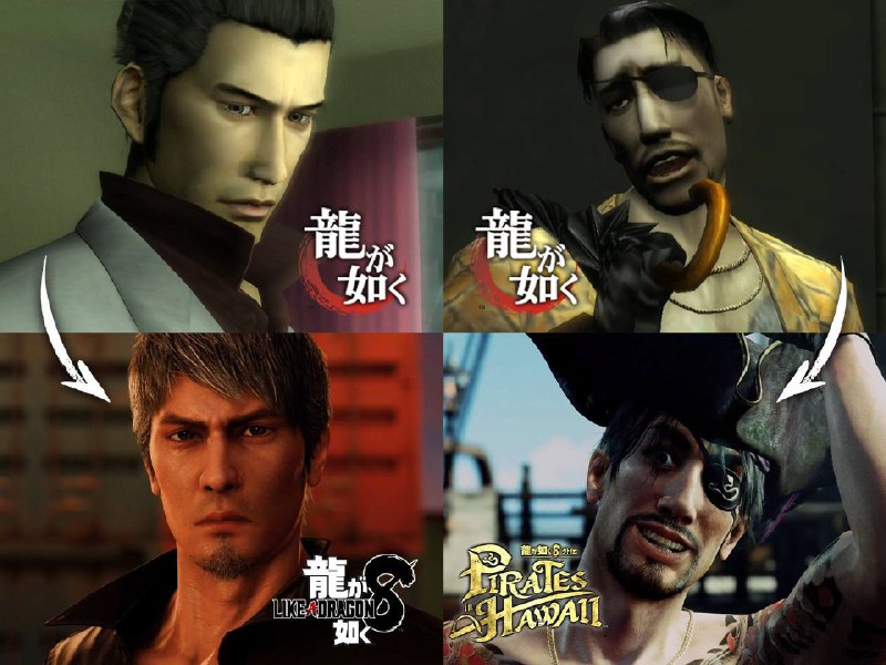 PlayStation官推分享了一张「桐生一马」与「真岛吾朗」的变化