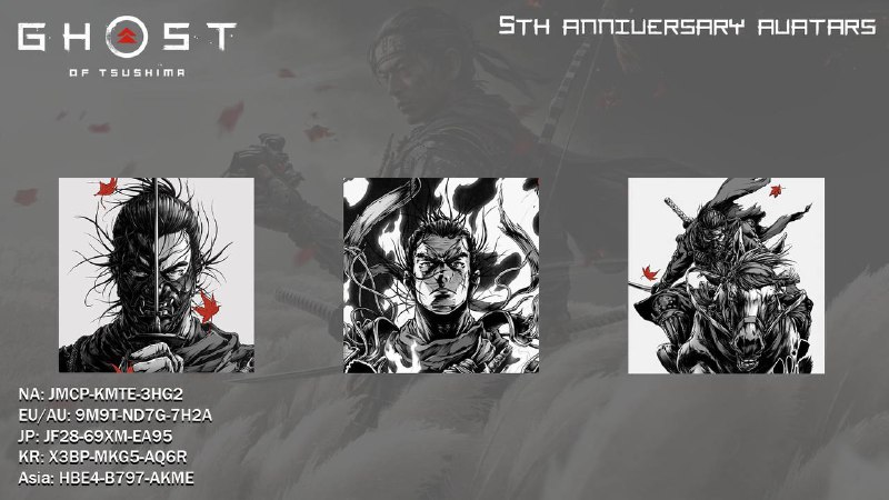 祝 #GhostofTsushima 五周年快乐！非常感谢我们出色的社区成员，你们一直以来对我们游戏的热爱和支持