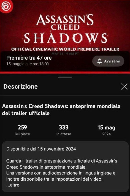 育碧公布了《刺客信条》系列下一部作品的名称：《刺客信条：影》