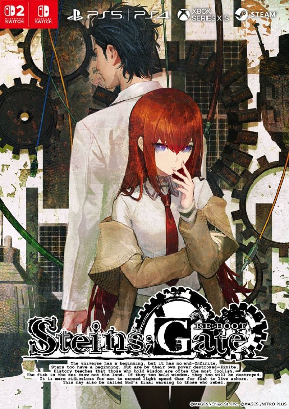 MAGES.宣布，《命运石之门 RE:BOOT》首批实体版特别特典将附赠2011年作为PC平台发售的指令输入式冒险游戏《命运石之门变移空间的八重奏》下载码，此次为该作品首次移植到主机游戏平台，本作将于8月20日发售，登陆PC/NS2/NS/PS5/PS4/Xbox Series X|S 平台，支持中文