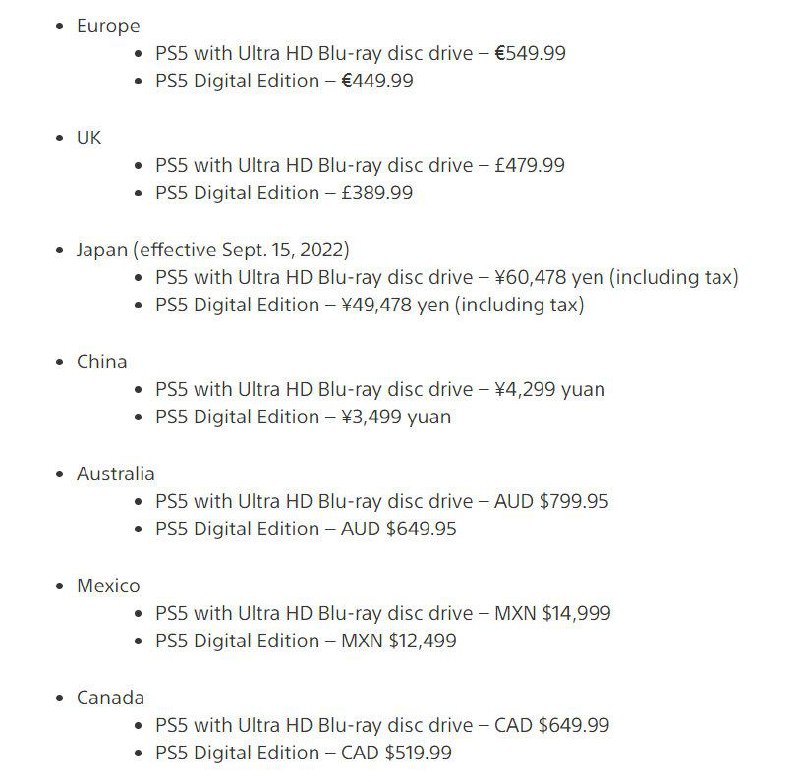 #涨价索尼互动娱乐宣布，由于高通胀压力、货币汇率等经济环境不利因素，决定在即日起上调部分国家及地区PS5主机定价