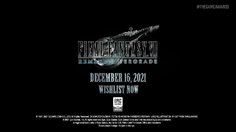 #TGA2021《最终幻想7 重制版 Intergrade》将登上PC平台，12月16日在Epic平台推出