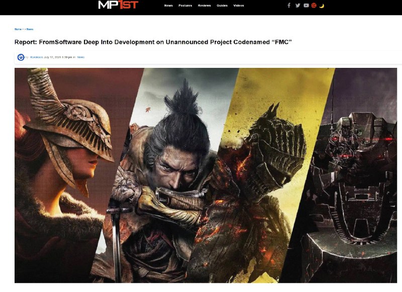 外媒 MP1st 获悉，FromSoftware 除了《艾尔登法环：黑夜君临》和《THE DUSKBLOODS》外，还有一款代号为「FMC」的多平台游戏处于制作阶段，预计会在明年公布