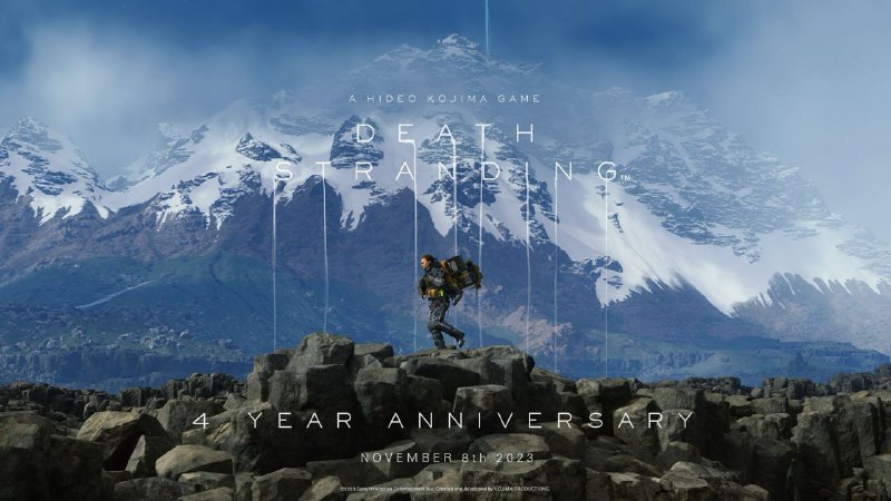 小岛工作室发布了《死亡搁浅》的四周年贺图，饰演主角的诺曼·瑞杜斯和日语版配音的津田健次郎也发来了贺电