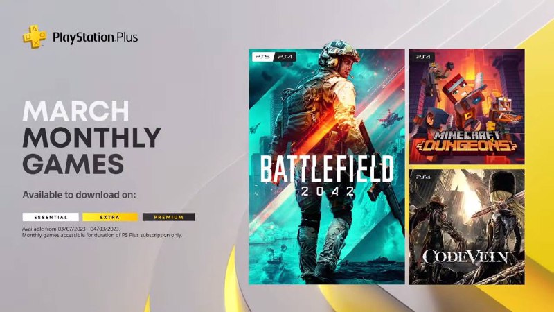 热带冒险独立游戏《Tchia》将首发加入PS+二档游戏目录，另外公开了一些3月份将加入🎮 会员的部分游戏库目录：一档会面：PS5/PS4「战地2042」PS4「我的世界 地下城」PS4「噬血代码」 ​​​二档：「Tchia」「幽灵线东京」「彩虹六号 异种」「渡神纪」「神秘海域 盗贼遗产合集」